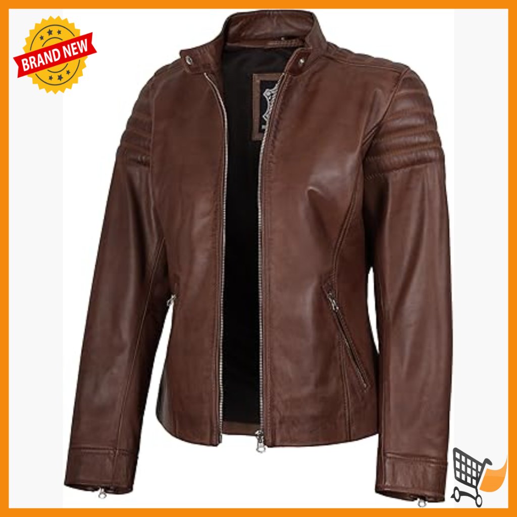 Lambskin Leather Jacket, Cafe Racer Style, Regular Fit, Zipper Closure